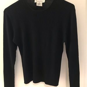 Robert Scott 100% silk sweater, small. Black crew neck. Great layering piece.